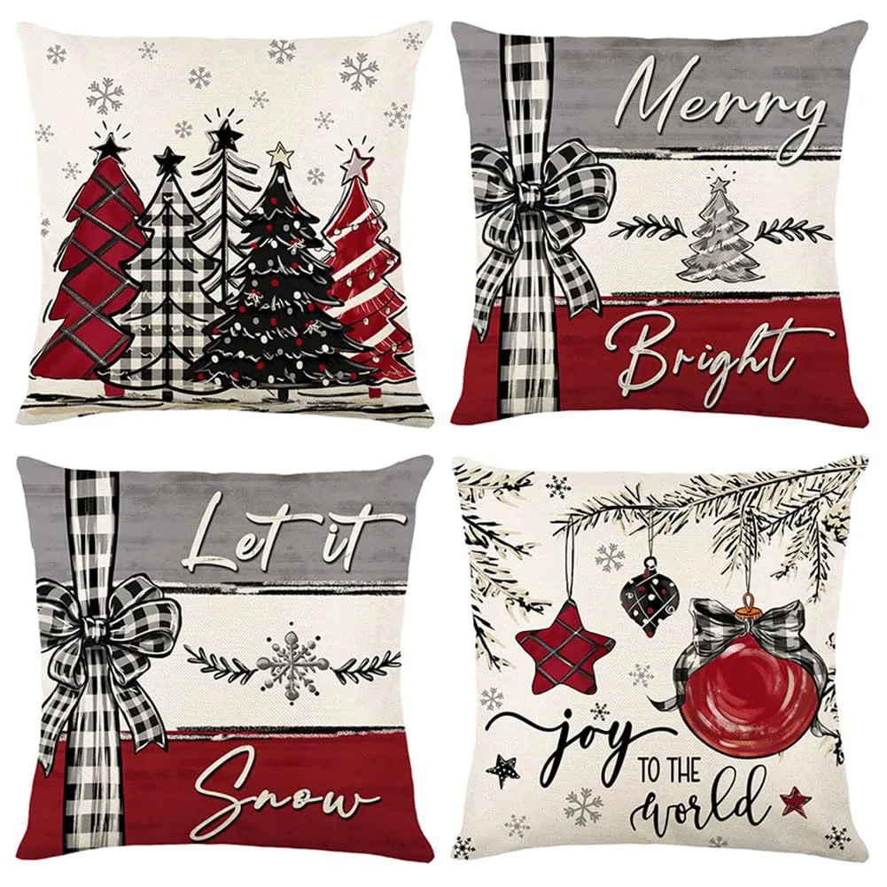 christmas pillow covers linen 1