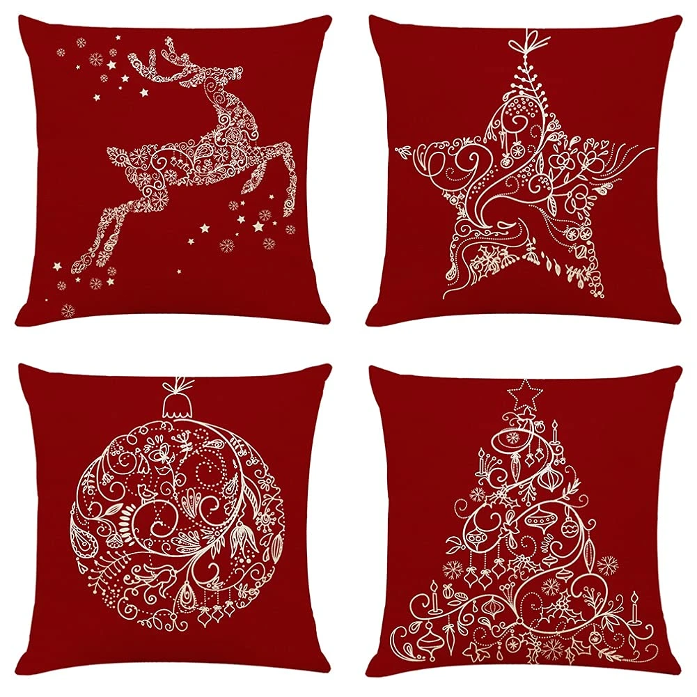 christmas pillow covers linen 7