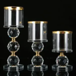 crystal candlestick holders set 4