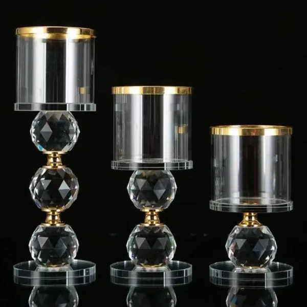 crystal candlestick holders set 4