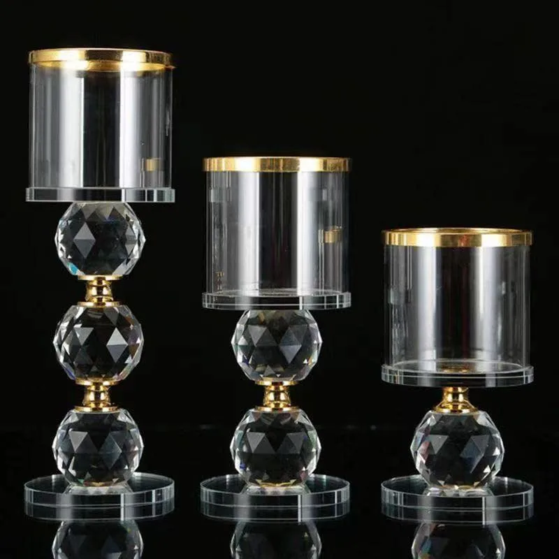 crystal candlestick holders set 4