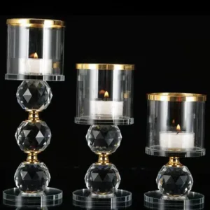 crystal candlestick holders set 5