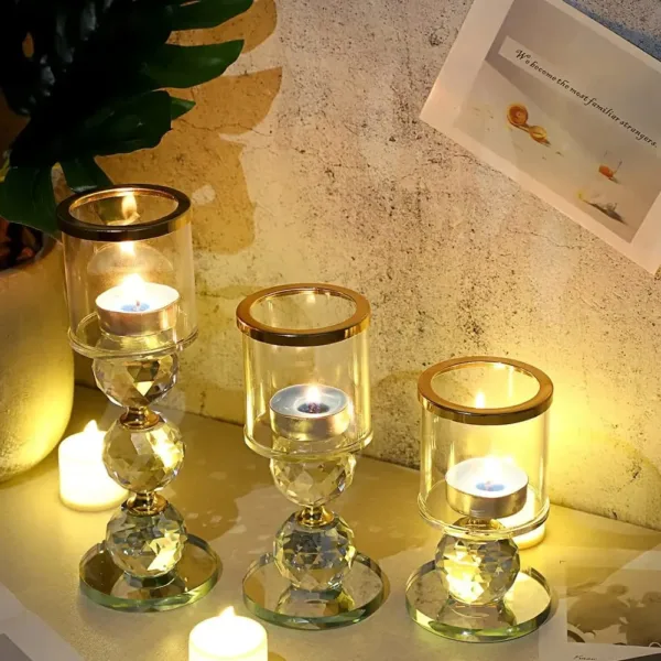 crystal candlestick holders set 6