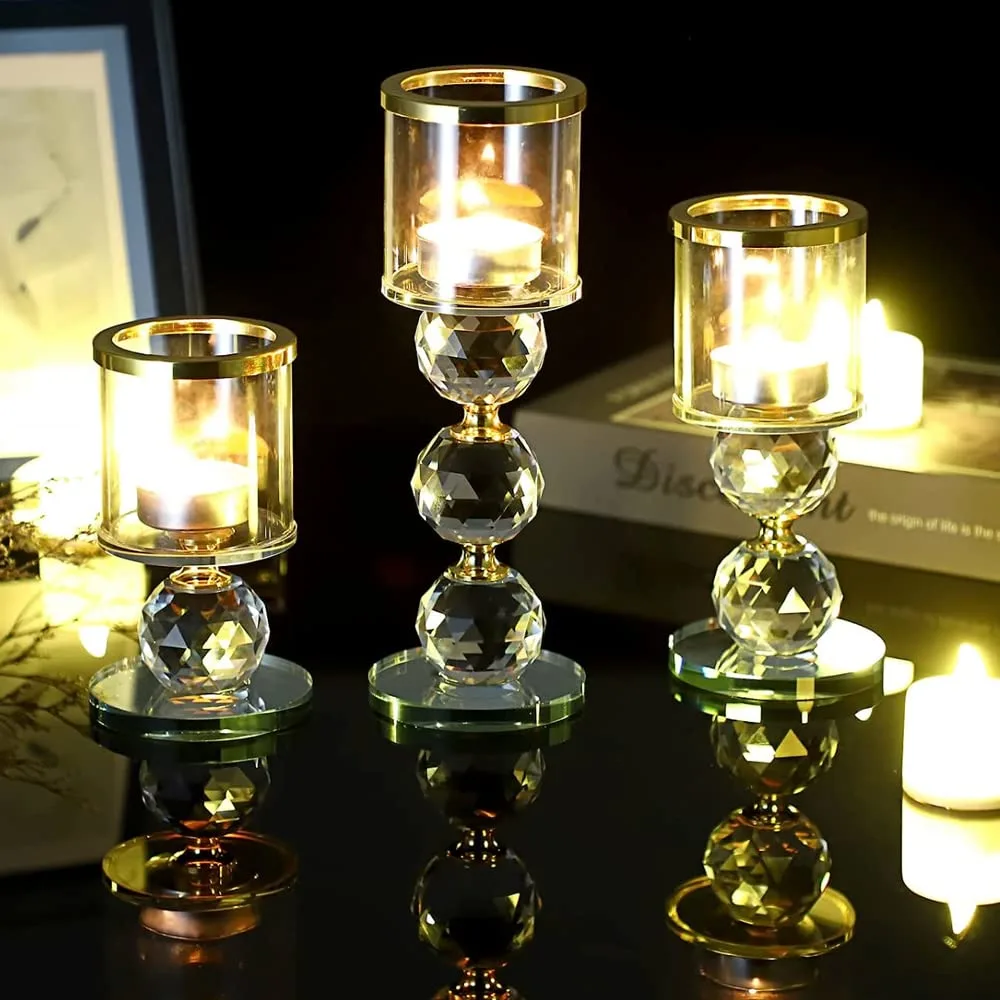 crystal candlestick holders set 7