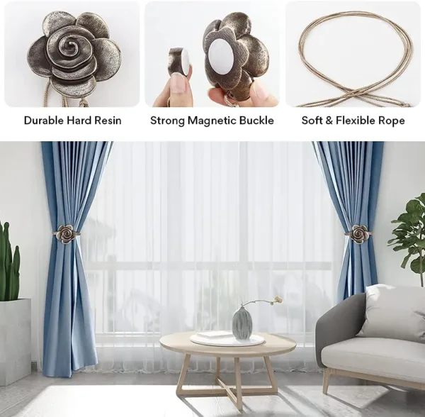 curtain tiebacks magnetic flower 3