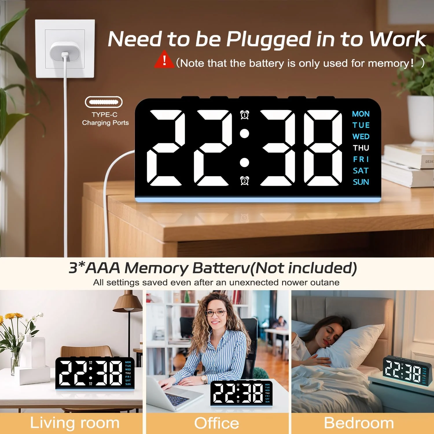 digital alarm clock led 6