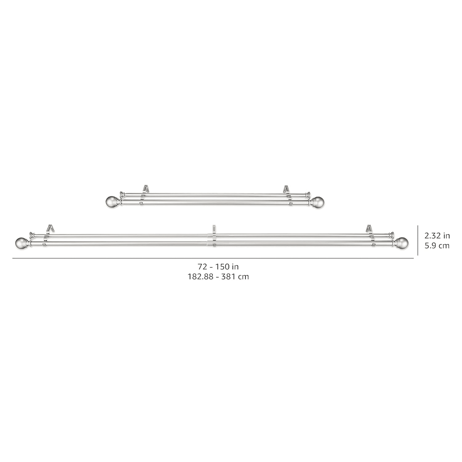 double curtain rod nickel 6