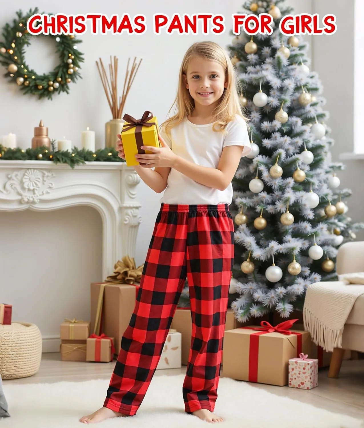 girls christmas pants plaid 2