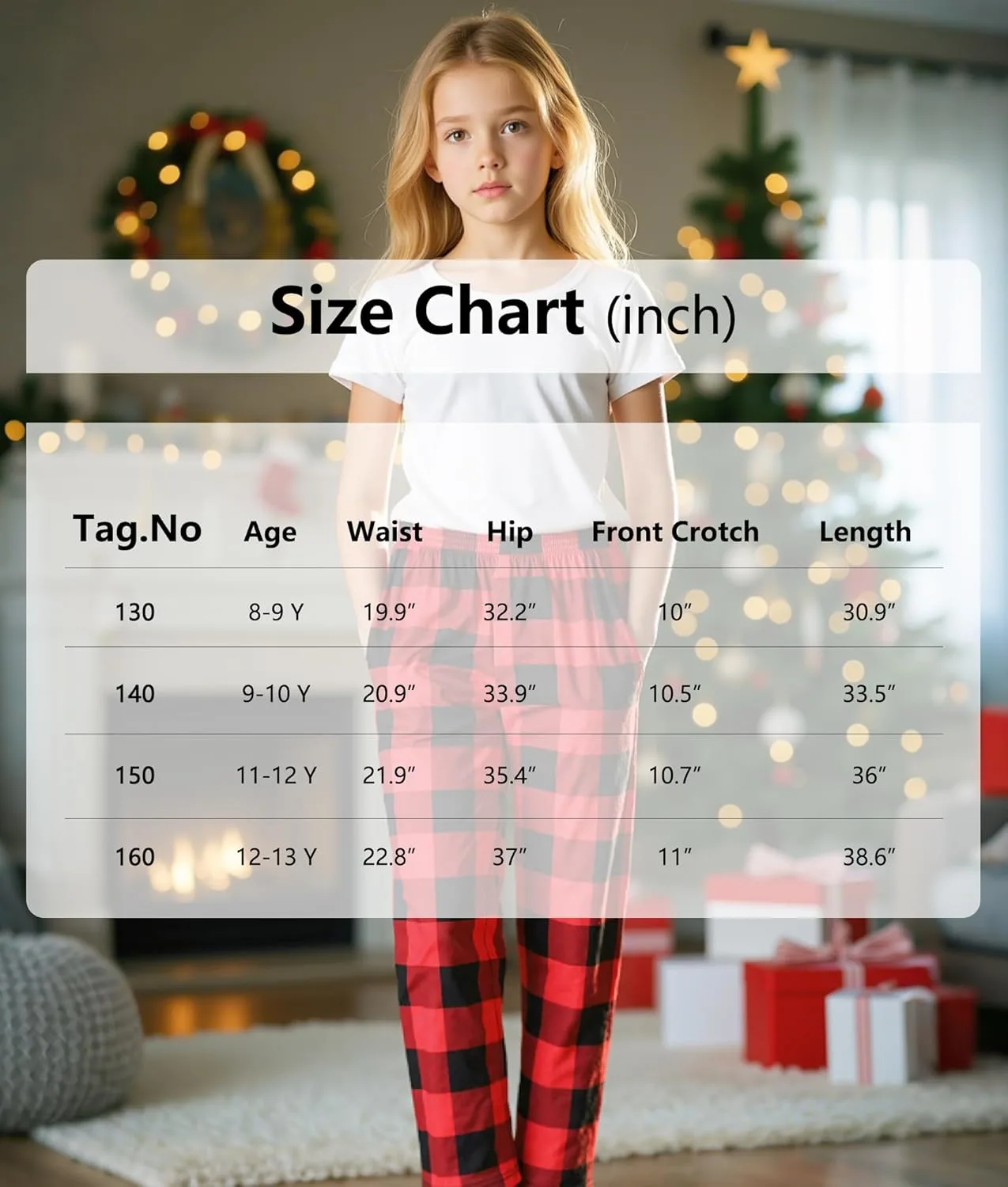 girls christmas pants plaid 3