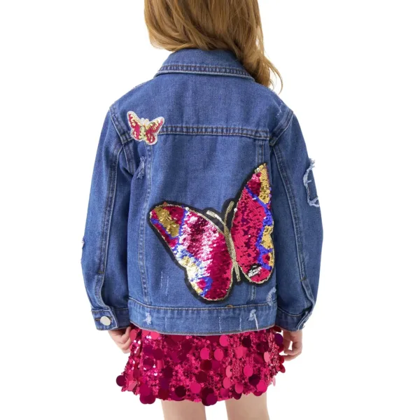 girls denim jacket sequin 1
