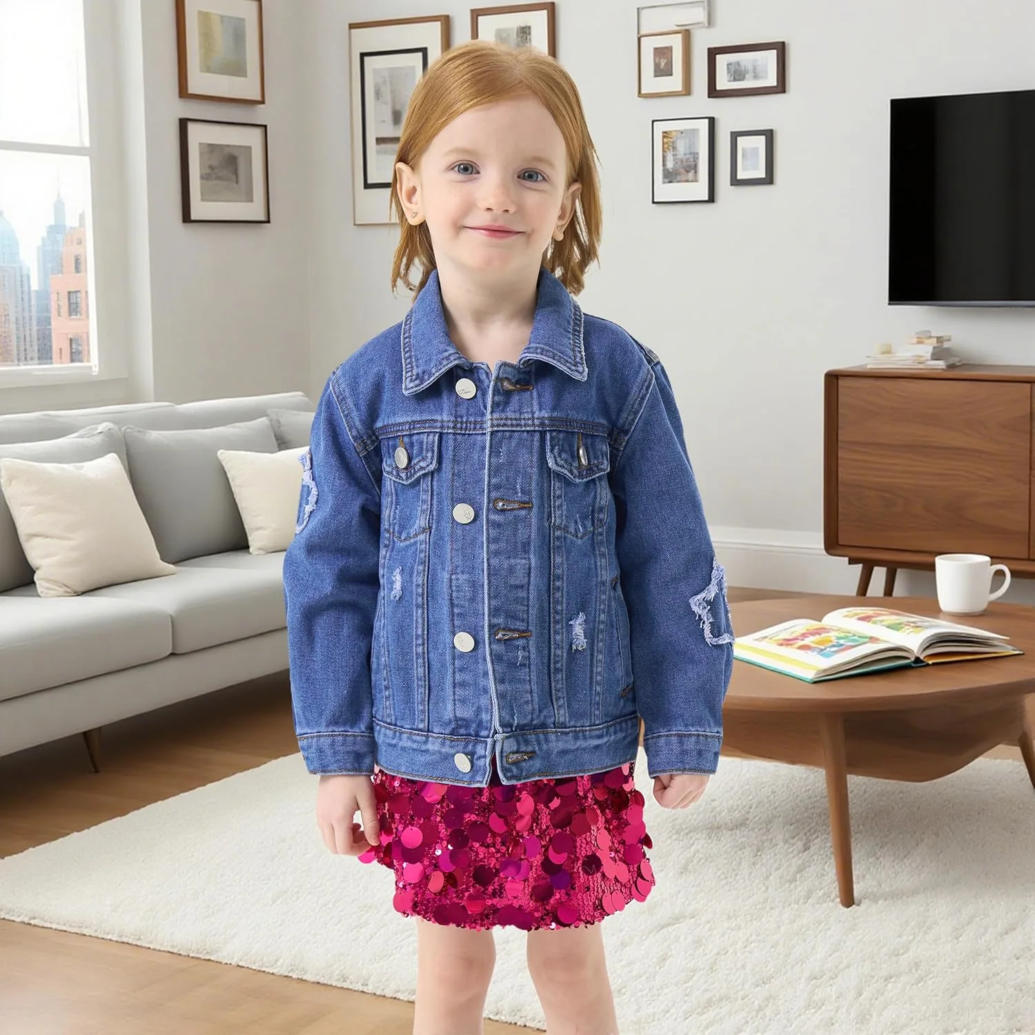 girls denim jacket sequin 2