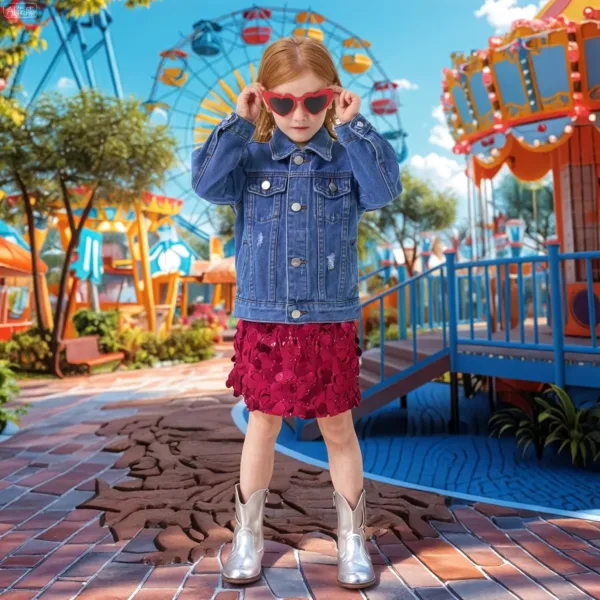 girls denim jacket sequin 7