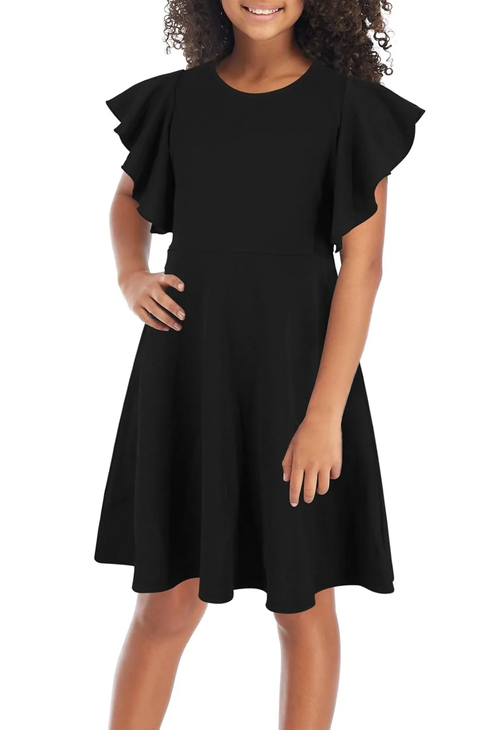 girls flutter sleeve dress 1
