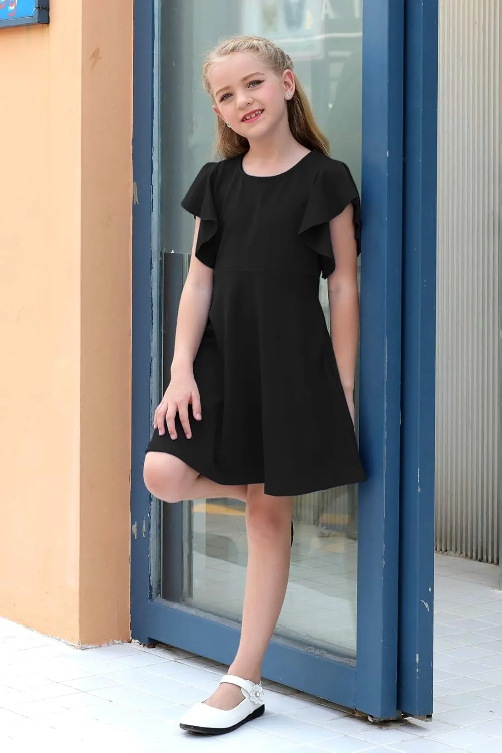 girls flutter sleeve dress 3