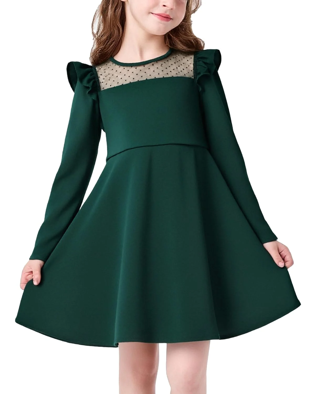 girls green dress casual 1