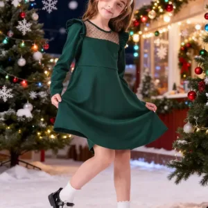 girls green dress casual 2