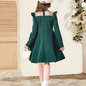 girls green dress casual 3