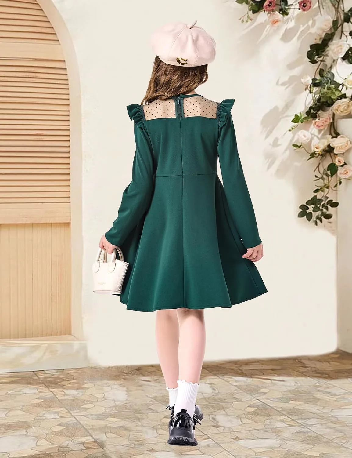 girls green dress casual 3