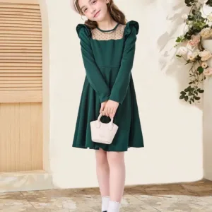 girls green dress casual 5