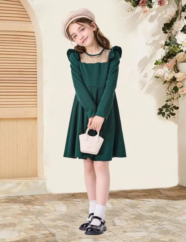 girls green dress casual 5