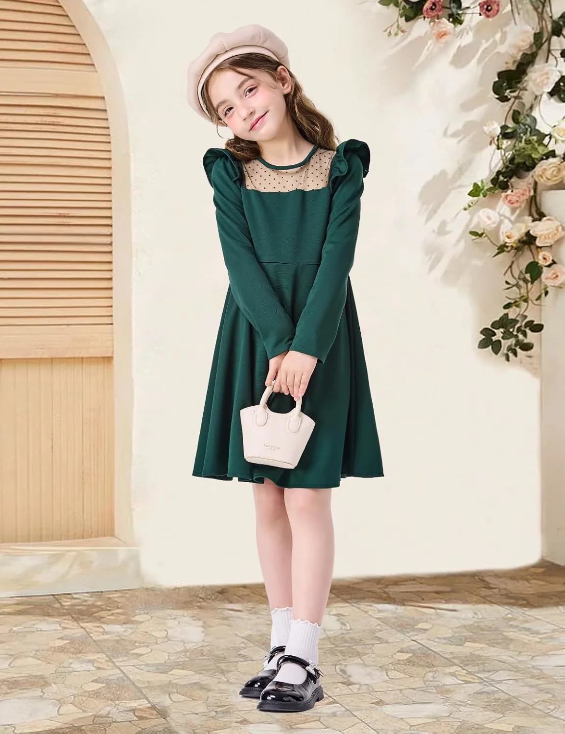 girls green dress casual 5