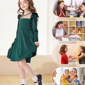 girls green dress casual 6