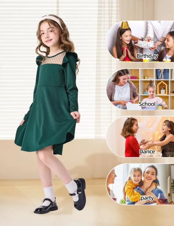 girls green dress casual 6