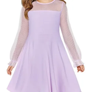 girls mesh sleeve dress 1