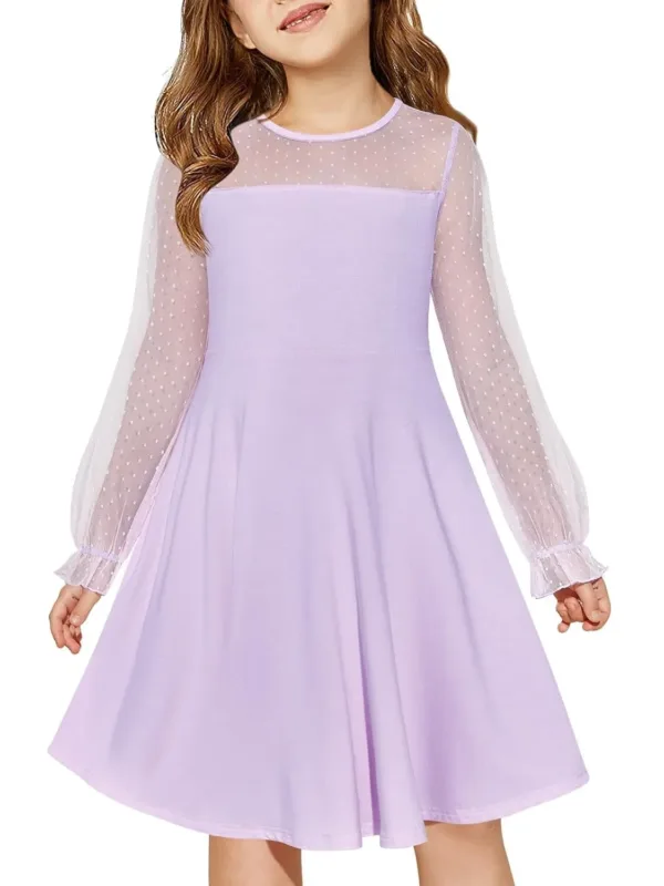 girls mesh sleeve dress 1