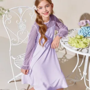 girls mesh sleeve dress 2
