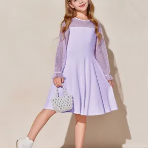 girls mesh sleeve dress 3