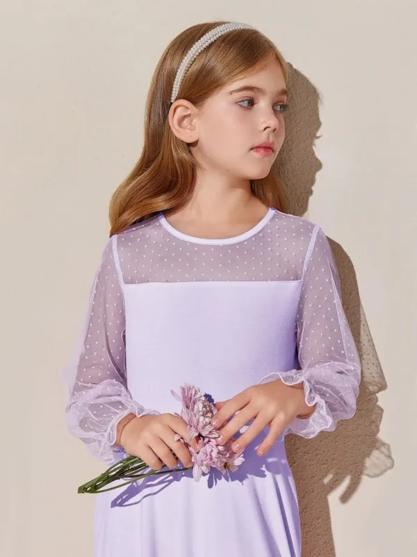 girls mesh sleeve dress 6
