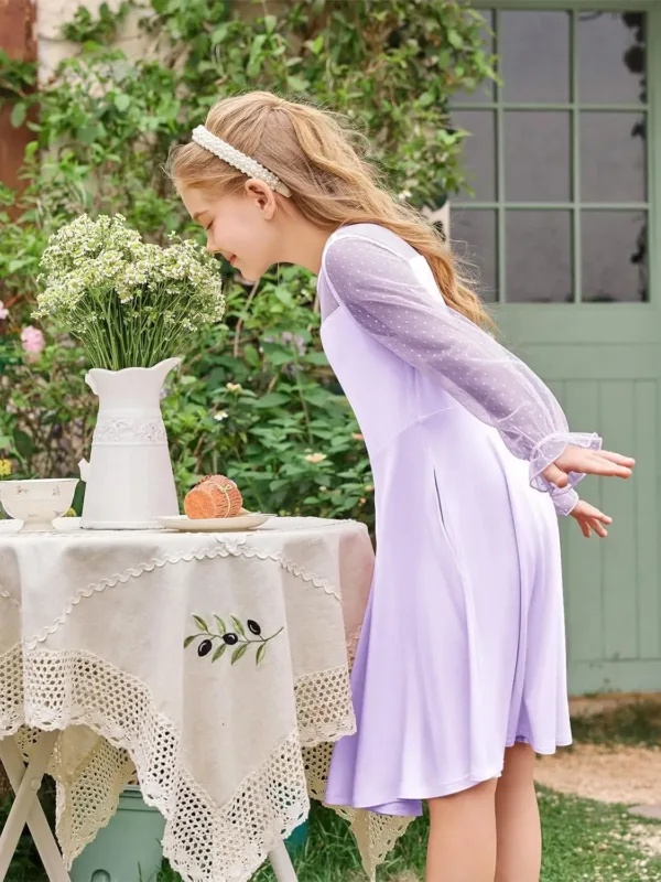 girls mesh sleeve dress 7