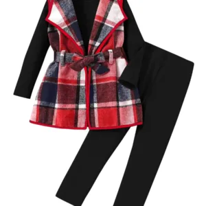 girls plaid vest outfit 1