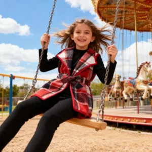 girls plaid vest outfit 2