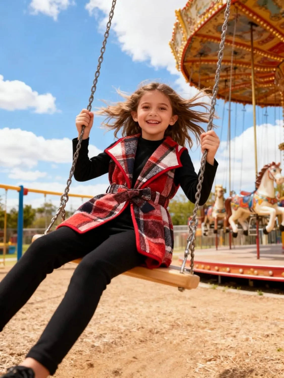 girls plaid vest outfit 2