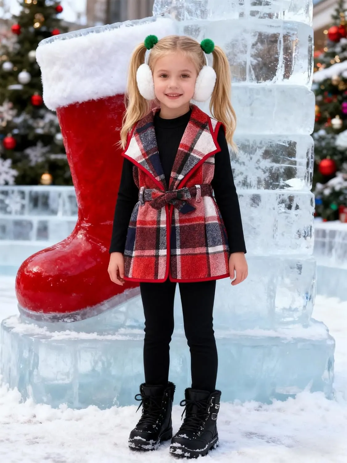 girls plaid vest outfit 3