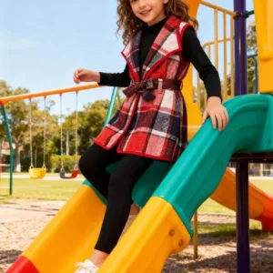 girls plaid vest outfit 4