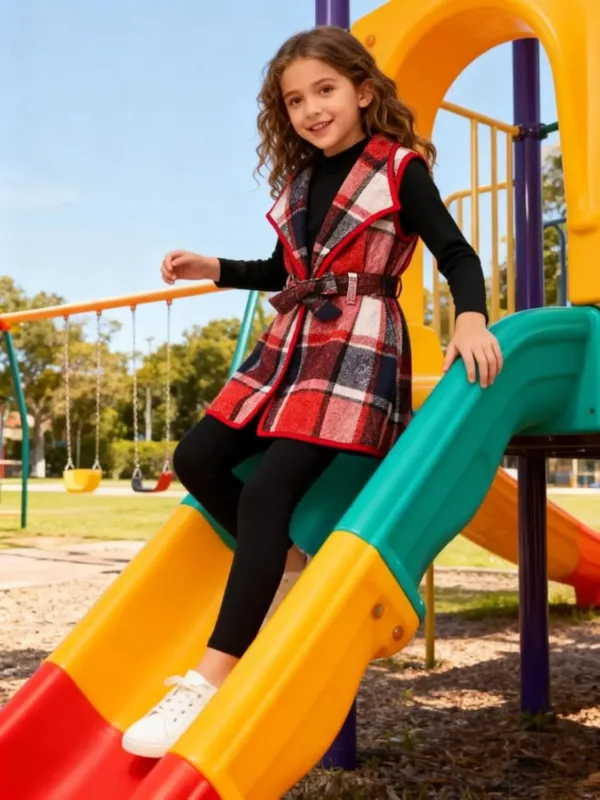 girls plaid vest outfit 4