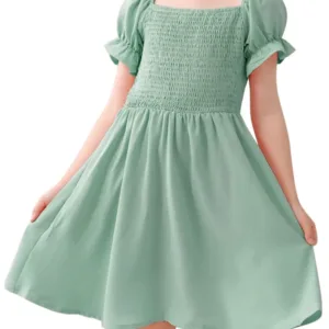 girls puff sleeve dress 1