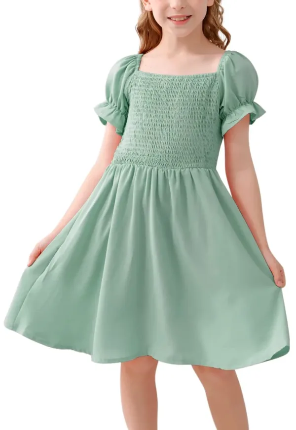 girls puff sleeve dress 1