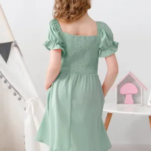 girls puff sleeve dress 2