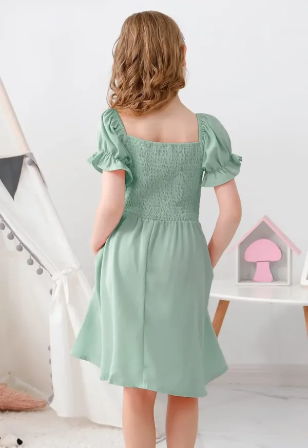 girls puff sleeve dress 2