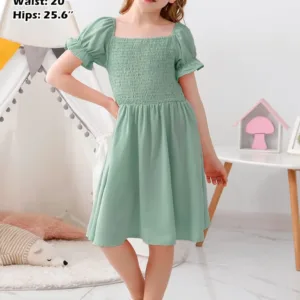 girls puff sleeve dress 3