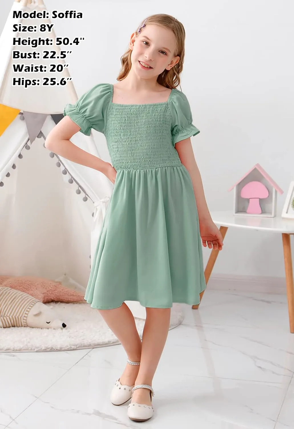 girls puff sleeve dress 3