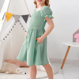 girls puff sleeve dress 4