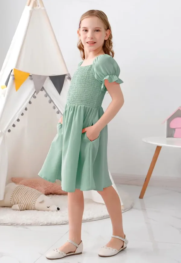girls puff sleeve dress 4