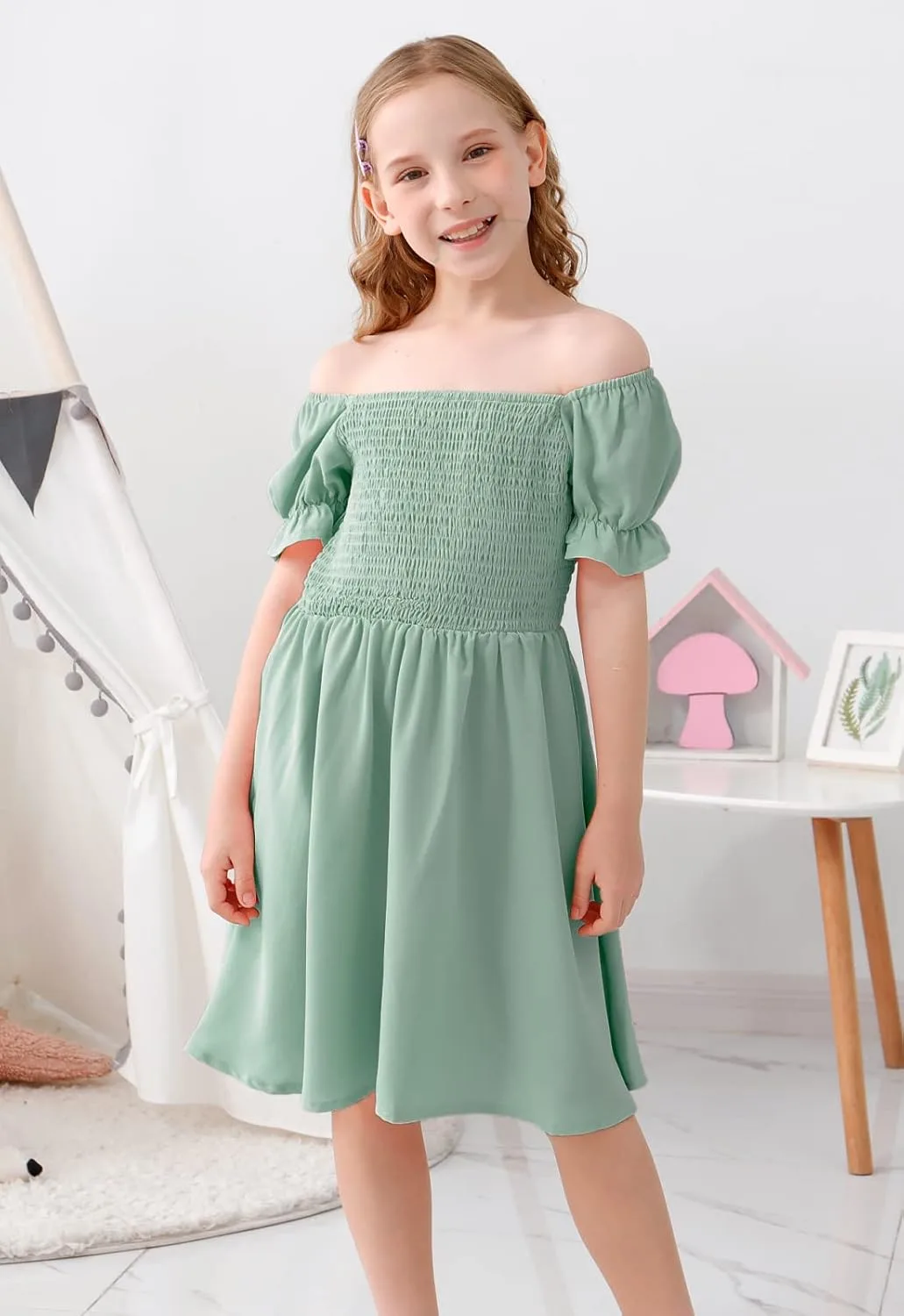 girls puff sleeve dress 5