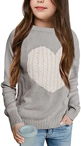 girls sweater heart knit 1