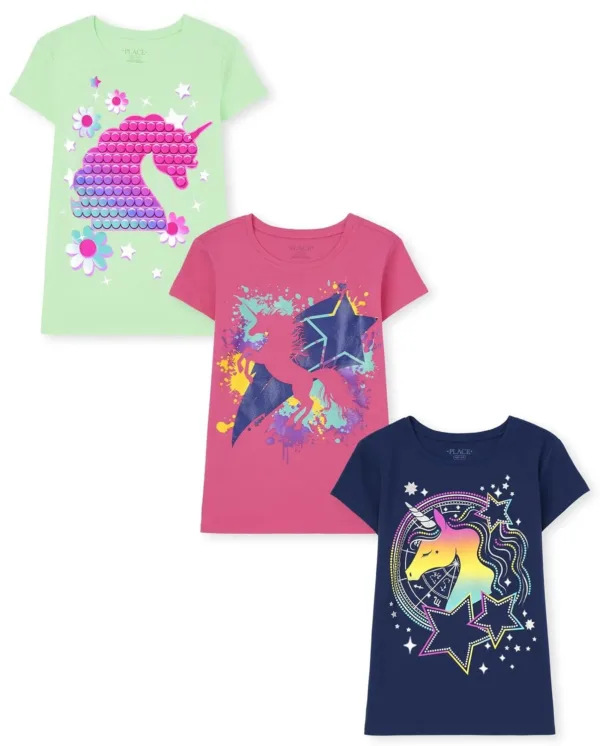 girls unicorn graphic tees 1